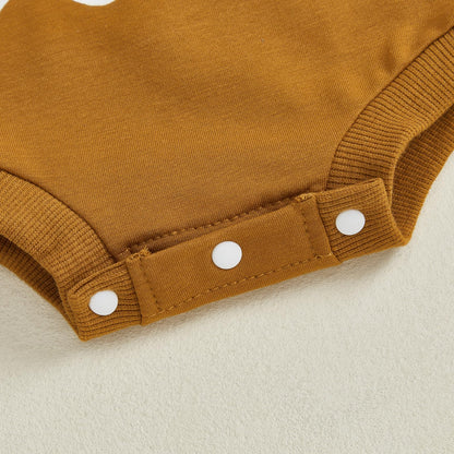 Newborn Boy Girl Halloween Outfit Flower Ghost Print Bodysuit Bow Sweatshirt Romper Halloween Clothes