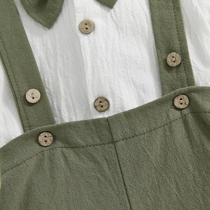 GOOCHEER Newborn Baby Boy Gentleman Outfit Suit Short Sleeve Bowtie Romper Jumpsuit Suspender Shorts Set Summer Dress Clothes