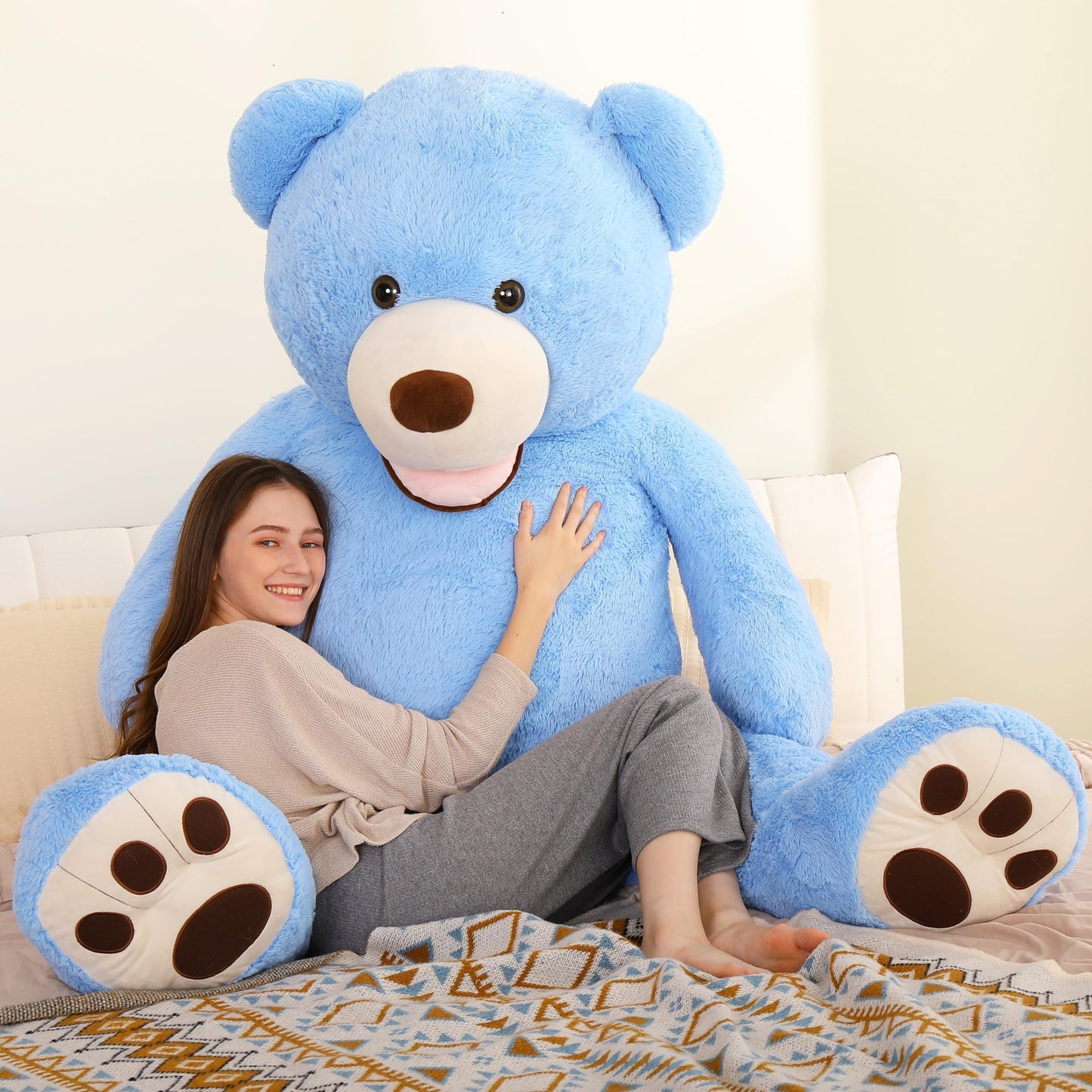 MorisMos Smile Giant Teddy Bear, 51inch Large Stuffed Bears with Big Footprints, Big Stuffed Animals Cuddly Plush Gifts for Girlfriends, Boyfriend, Dark Brown
