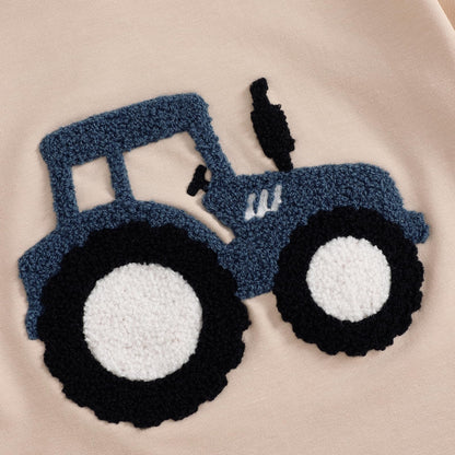 Baby Boy Summer Bubble Romper Tractor Embroidery Short Sleeve Bodysuit Infant Cute Outfit Farm Clothes