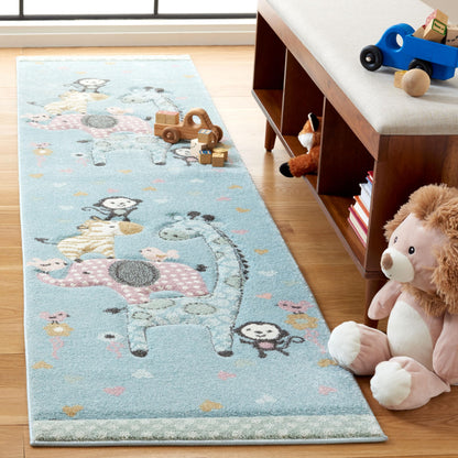 SAFAVIEH Carousel Kids Collection Accent Rug - 4' x 6', Ivory, Animal Design, Non-Shedding & Easy Care, Ideal for High Traffic Areas for Boys & Girls in Playroom, Nursery, Bedroom (CRK120A)