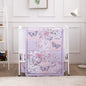 La Premura 3-Piece Purple Butterfly Baby Crib Bedding Set for Girls, Lilac Standard Size Crib Set for Baby Girl, Comforter, Fitted Sheet, and Dust Ruffle Skirt, Baby Nursery Floral Design for Girls