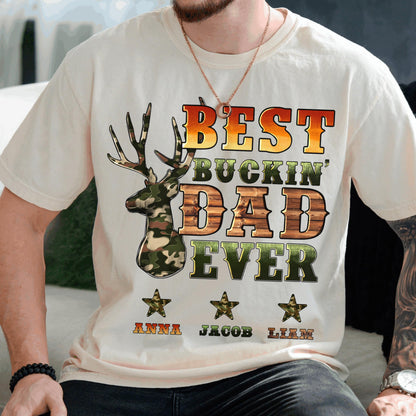 Personalized Fathers Day Shirts for Dad, Grandpa Shirt with Grandkids Names, Gifts for Dad Hunting Fishing