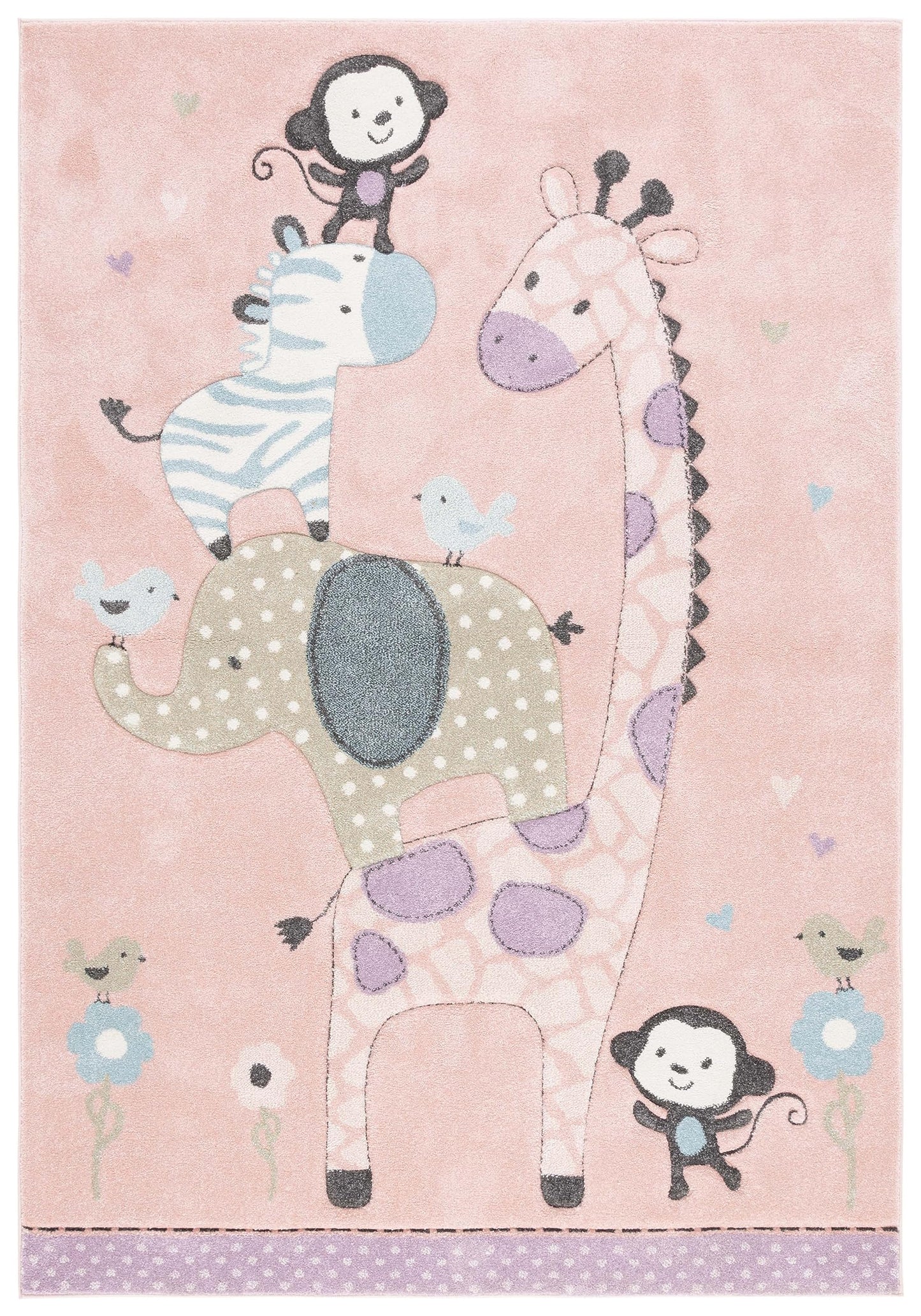 SAFAVIEH Carousel Kids Collection Accent Rug - 4' x 6', Ivory, Animal Design, Non-Shedding & Easy Care, Ideal for High Traffic Areas for Boys & Girls in Playroom, Nursery, Bedroom (CRK120A)