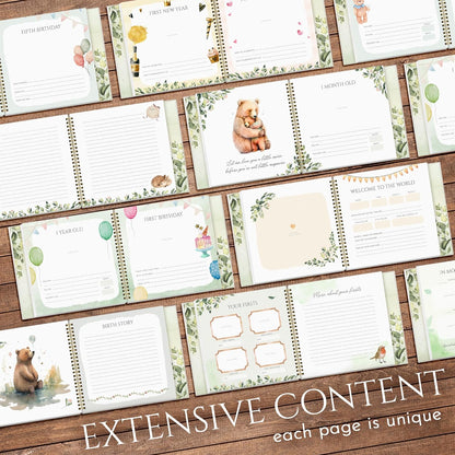 Keepsake Memory Book for Baby Boy Girl, First 5 Year Baby Book, Milestone Book That Captures Every Significant Event From Birth to Age 5, Gender Neutral Journal Scrapbook Photo Album