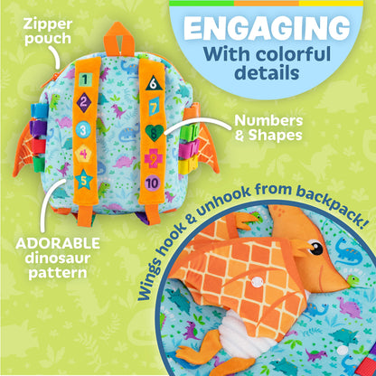 Buckle Toys Blossom Butterfly Toddler Backpack with Buckles and Toddler Learning Activities and Sensory Toys for Toddlers 1-3, Travel Essentials & Road Trip Activities for Fine Motor Skill Development