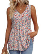 OFEEFAN Womens Tank Tops 2025 Flowy Peplum Tops for Women Dressy Sleeveless V Neck Babydoll Tank Tops