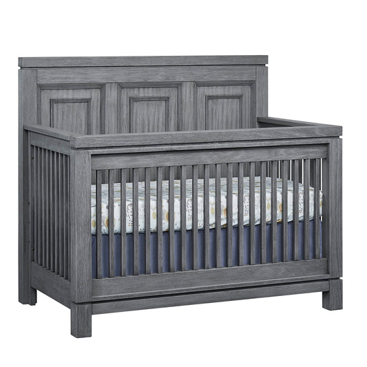 Soho Baby Manchester Premium 4-in-1 Convertible Crib, Flat-Top Headboard, Rustic Gray, GreenGuard Gold Certified