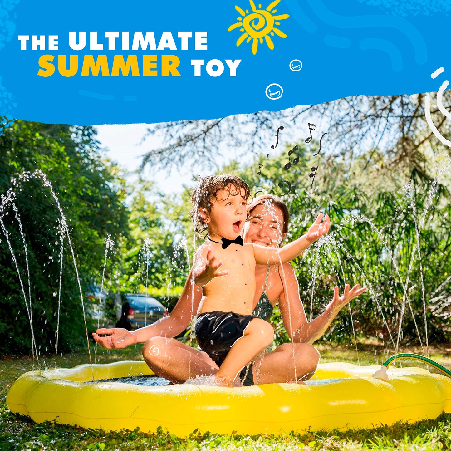 SplashEZ 3-in-1 Splash Pad, Sprinkler for Kids & Baby Pool for Learning – Toddler Sprinkler Pool, 60’’ Outside Water Toys – “from A to Z” Outdoor Play Mat for Babies & Toddlers