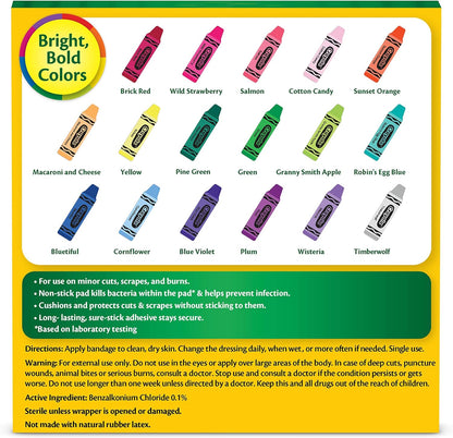 Crayola Shaped Kids Bandages, 100 CT | Great for Birthdays, Party Supplies, Stickers, Stocking Stuffer or White Elephant Gift | Adhesive Bandages for Minor Cuts, Scrapes, & Burns