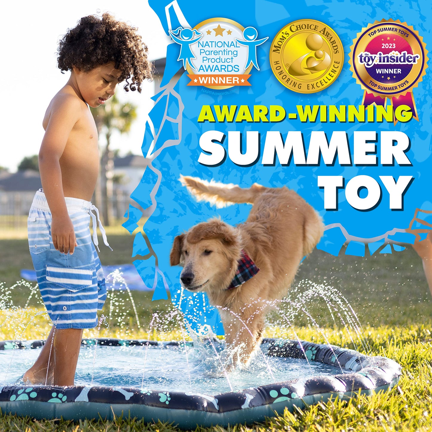 SplashEZ 3-in-1 Splash Pad, Sprinkler for Kids & Baby Pool for Learning – Toddler Sprinkler Pool, 60’’ Outside Water Toys – “from A to Z” Outdoor Play Mat for Babies & Toddlers