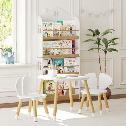 UTEX Kids Wood Table and Chair Set, Kids Play Table with 2 Chairs,3 Pieces Kids Round Table for Toddlers, Girls, Boys,White