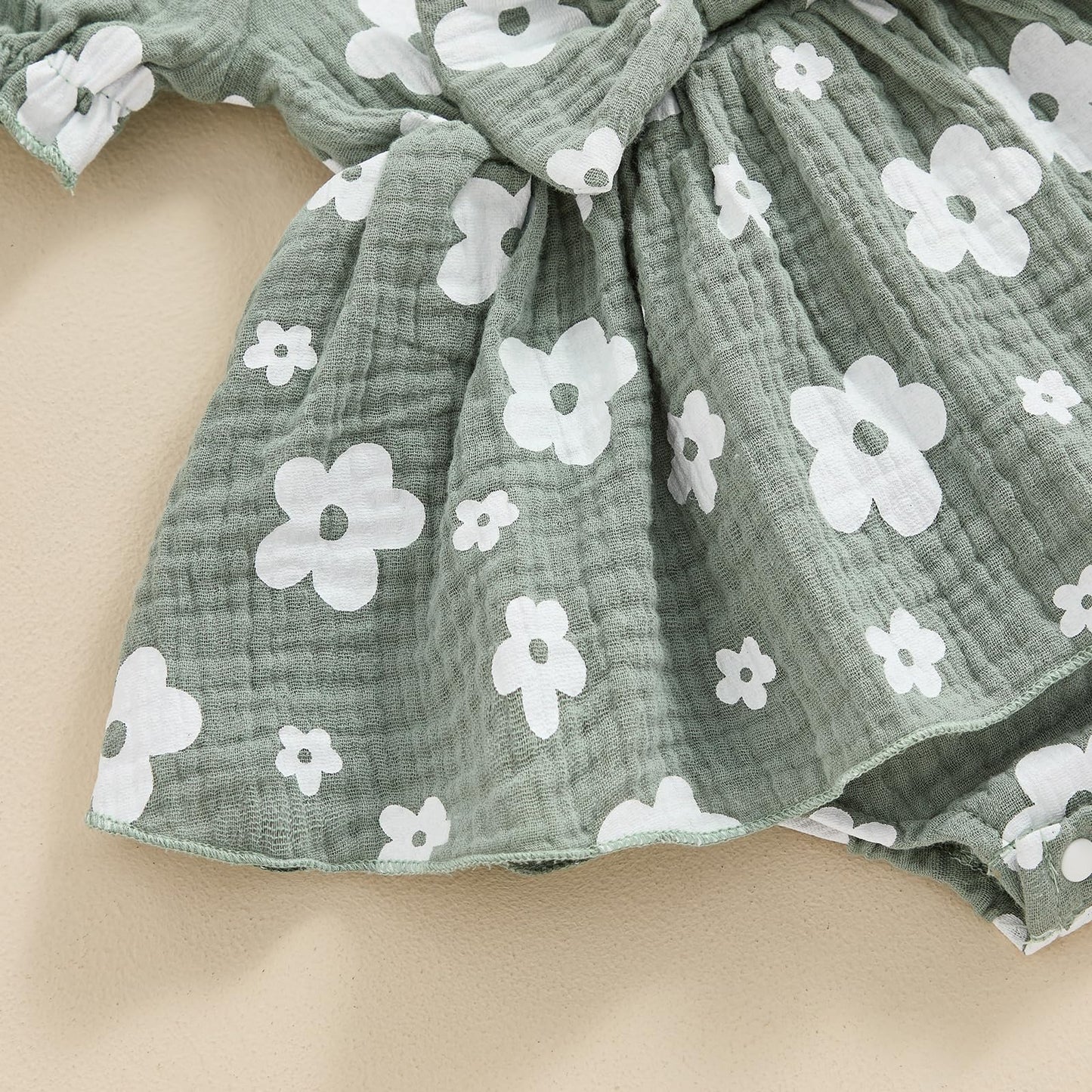 Baby Girls Daisy Romper Bowknot Bodysuit+Headband Short Sleeve Playsuits Floral Jumpsuit Infant Summer Clothes