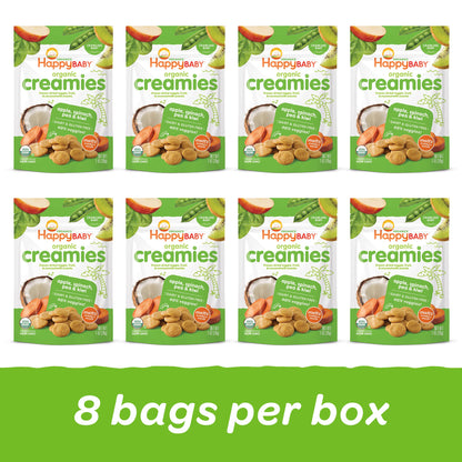 Happy Baby Organics Creamies Freeze-Dried Veggie & Fruit Snacks with Coconut Milk, Apple Spinach Pea & Kiwi