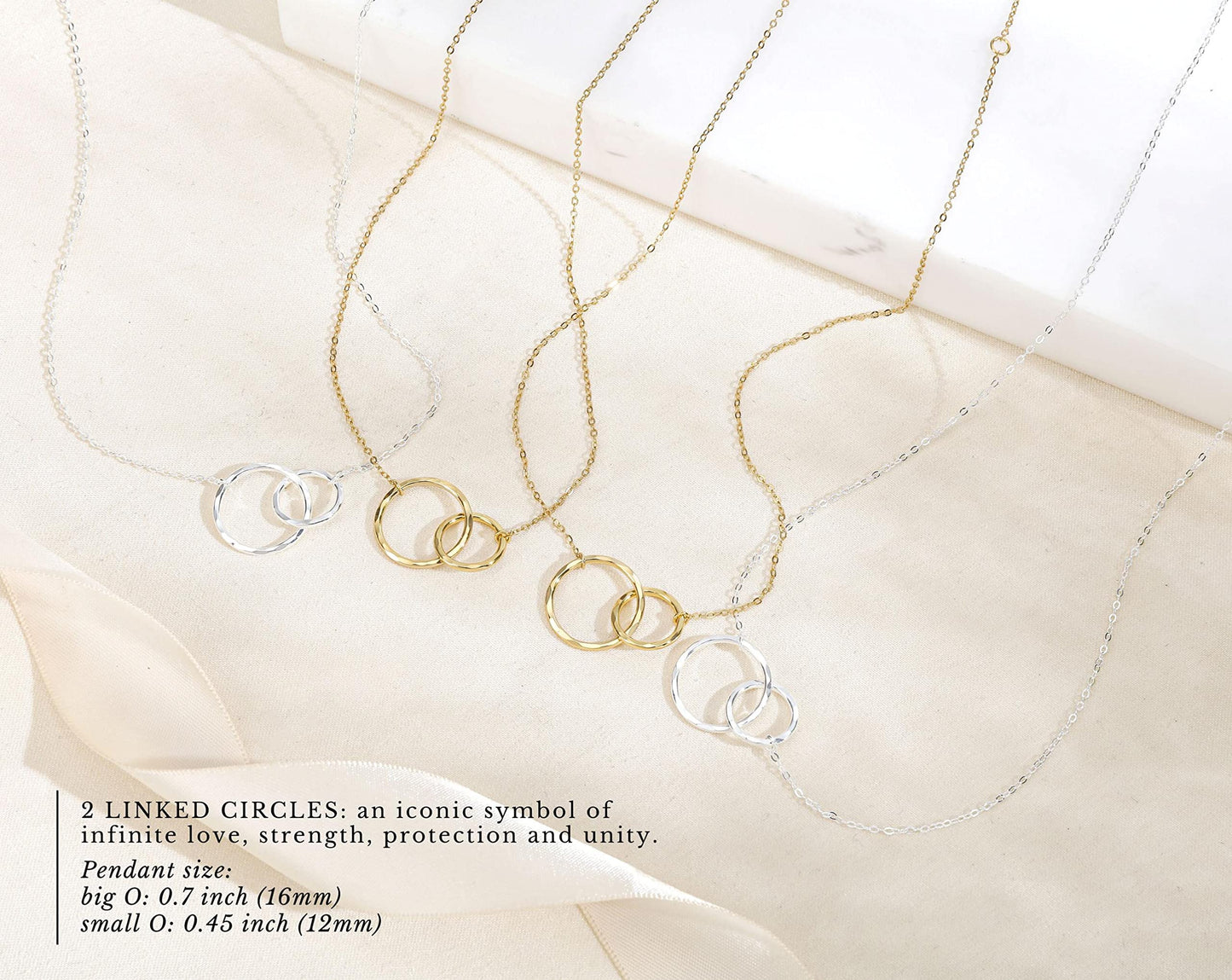 HOPE LOVE SHINE New Mom Necklace – Pregnancy Gift for Expecting Mom, First Time Mom Jewelry – Sterling Silver/Gold Double Circle Pendant with Gift Box