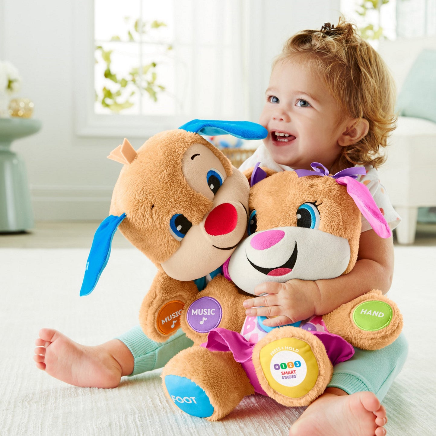 Fisher-Price Baby & Toddler Toy Laugh & Learn Smart Stages Puppy Musical Plush with Lights & Phrases for Infants Ages 6+ Months