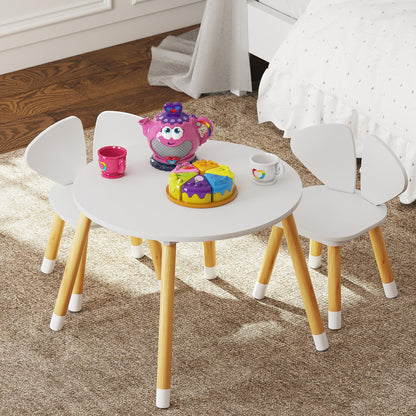 UTEX Kids Wood Table and Chair Set, Kids Play Table with 2 Chairs,3 Pieces Kids Round Table for Toddlers, Girls, Boys,White