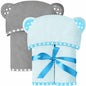 Set of 2 Hooded Baby Towels – White and Grey – Luxurious, Large and Super Absorbent – 30 x 30 Inch – Soft and Suitable for Infants, Toddlers and Kids – 400 GSM