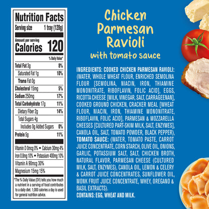 Gerber Pick-Ups Chicken and Parmesan Cheese Ravioli in Tomato Sauce Toddler Meals, 4.5 Oz Tray (Pack of 8)