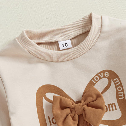 Toddler Baby Girl Clothes Fall Winter Spring 3D Bow Ruffle Long Sleeve Sweatshirt Jogger Pants Set Infant 2PCS Outfit
