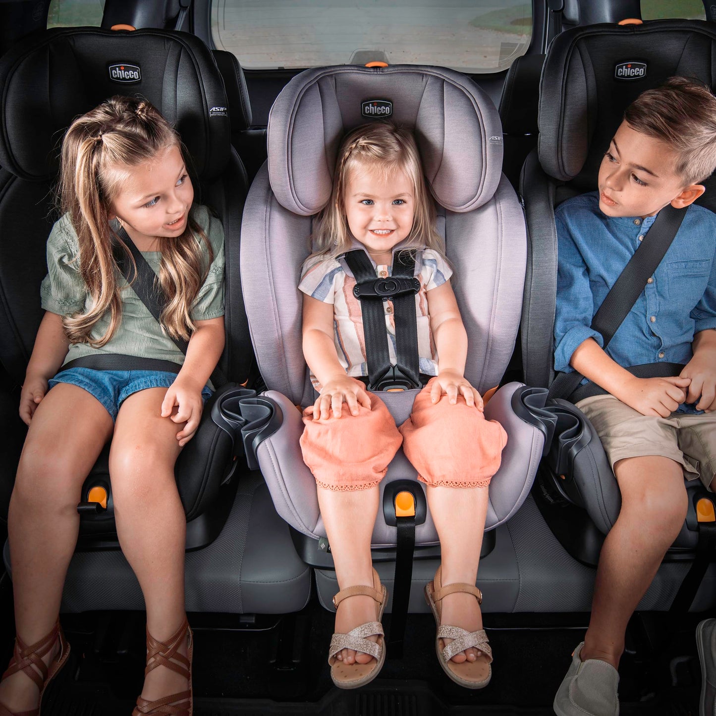 Chicco OneFit ClearTex All-in-One Car Seat, Slim Design, Rear-Facing Seat for Infants 5-40 lbs., Forward-Facing 25-65 lbs., Booster 40-100 lbs., Convertible Car Seat | Lilac/Purple