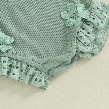 Murnouche Newborn Baby Girl Summer Clothes Sleeveless Floral Top Ribbed Shorts Boho Outfit Set