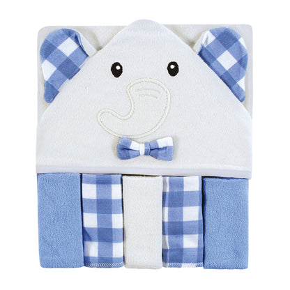 Hudson Baby Unisex Baby Hooded Towel and Five Washcloths, Modern Giraffe, One Size