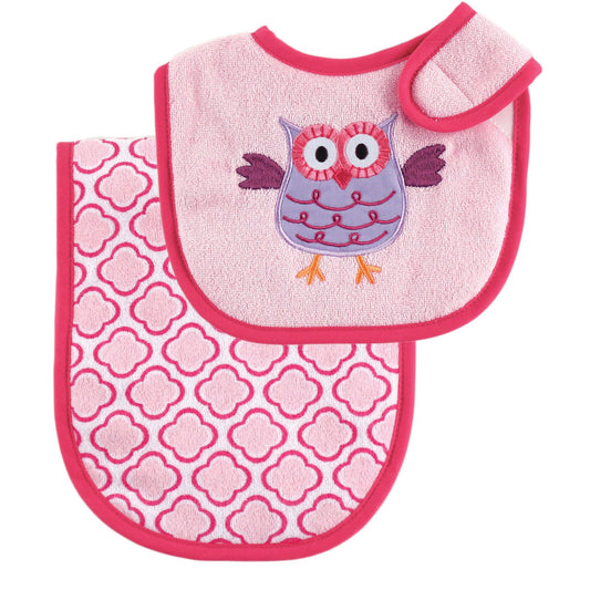 Luvable Friends Unisex Baby Bib and Burp Cloth Set, Blue, One Size