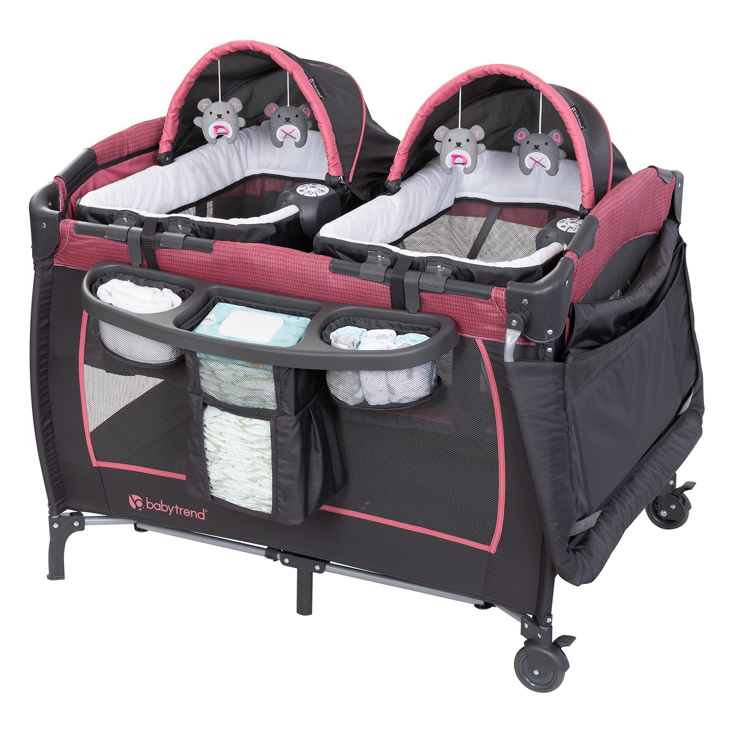 Baby Trend Lil’ Snooze™ Deluxe III Nursery Center® Playard for Twins, Cozy Grey