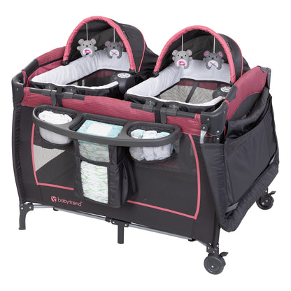 Baby Trend Lil’ Snooze™ Deluxe III Nursery Center® Playard for Twins, Cozy Grey