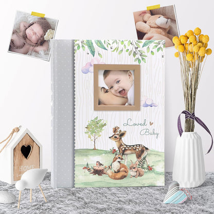 Holoary First 5 Years Baby Memory Book - 76 Colourful Illustrated Keepsake Journal Pages Record Book Album for Newborn Baby Boy or Girl, Woodland Animals Design