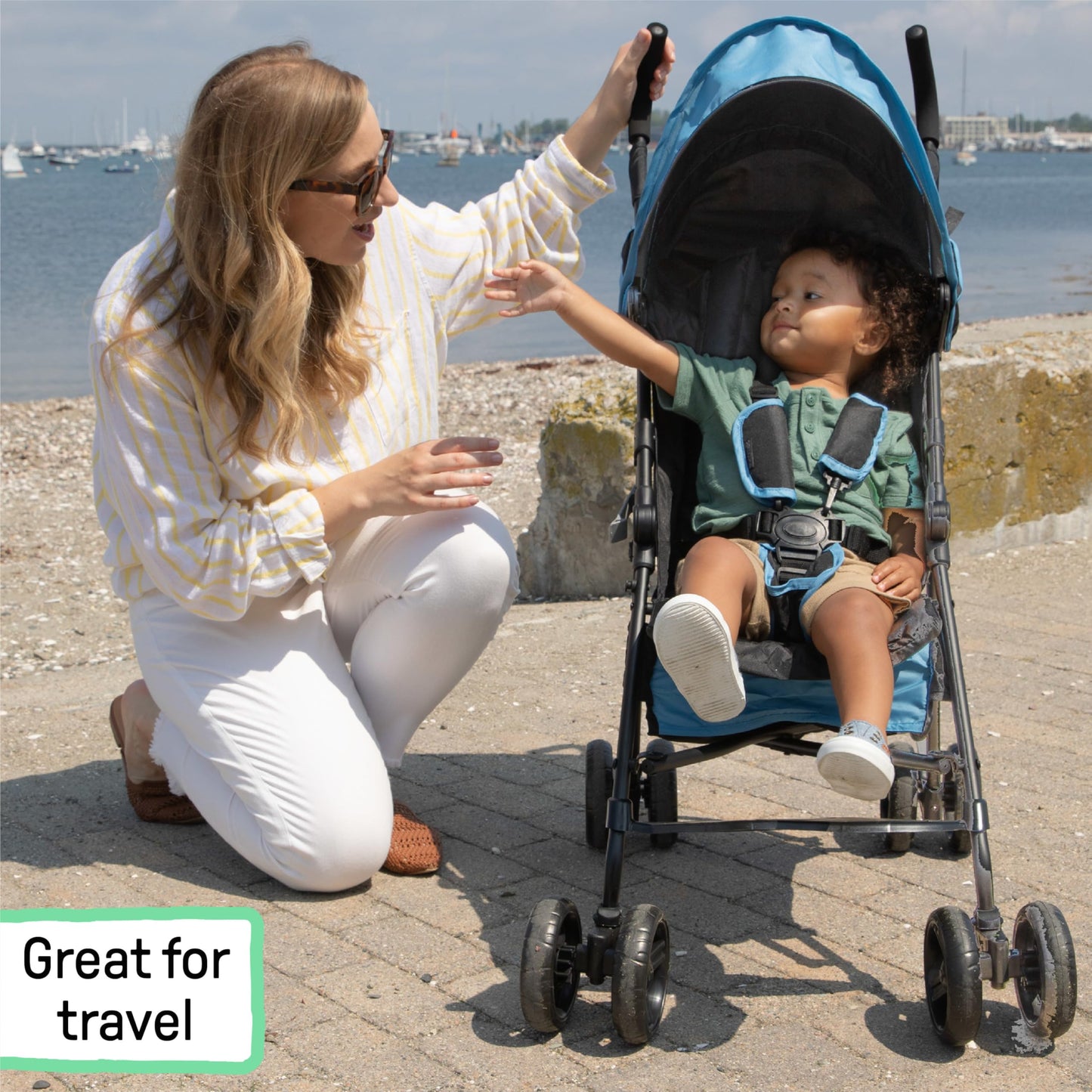 Summer by Ingenuity 3D Mini Convenience Stroller – Lightweight Stroller with Compact Fold, Multi-Position Recline, Canopy with Pop Out Sun Visor and More – Umbrella Stroller for Travel, Pink