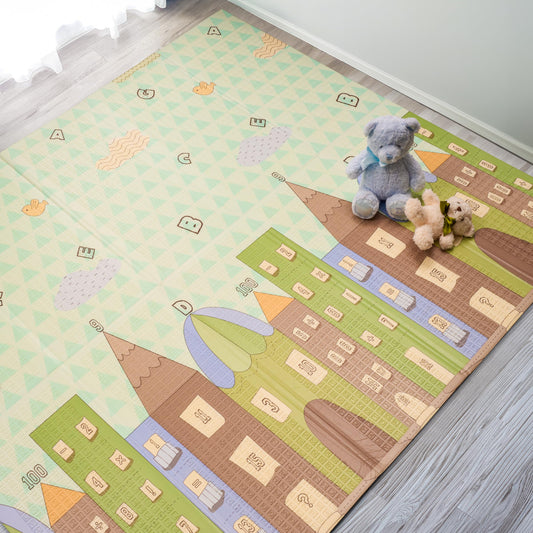 Sorbus Foldable Baby Play Mat, Kids Foam Mats for Floor with Travel Bag - Waterproof Foldable Play Mats for Babies, Infants, Toddlers, and Kids Playtime & Tummy Time 78x70x0.4 (Safari Party)