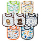 7Pcs Cotton Waterproof Baby Bibs Hook Loop Closure Newborn Bib Keepsake Baby Gift for Drooling Feeding Eating