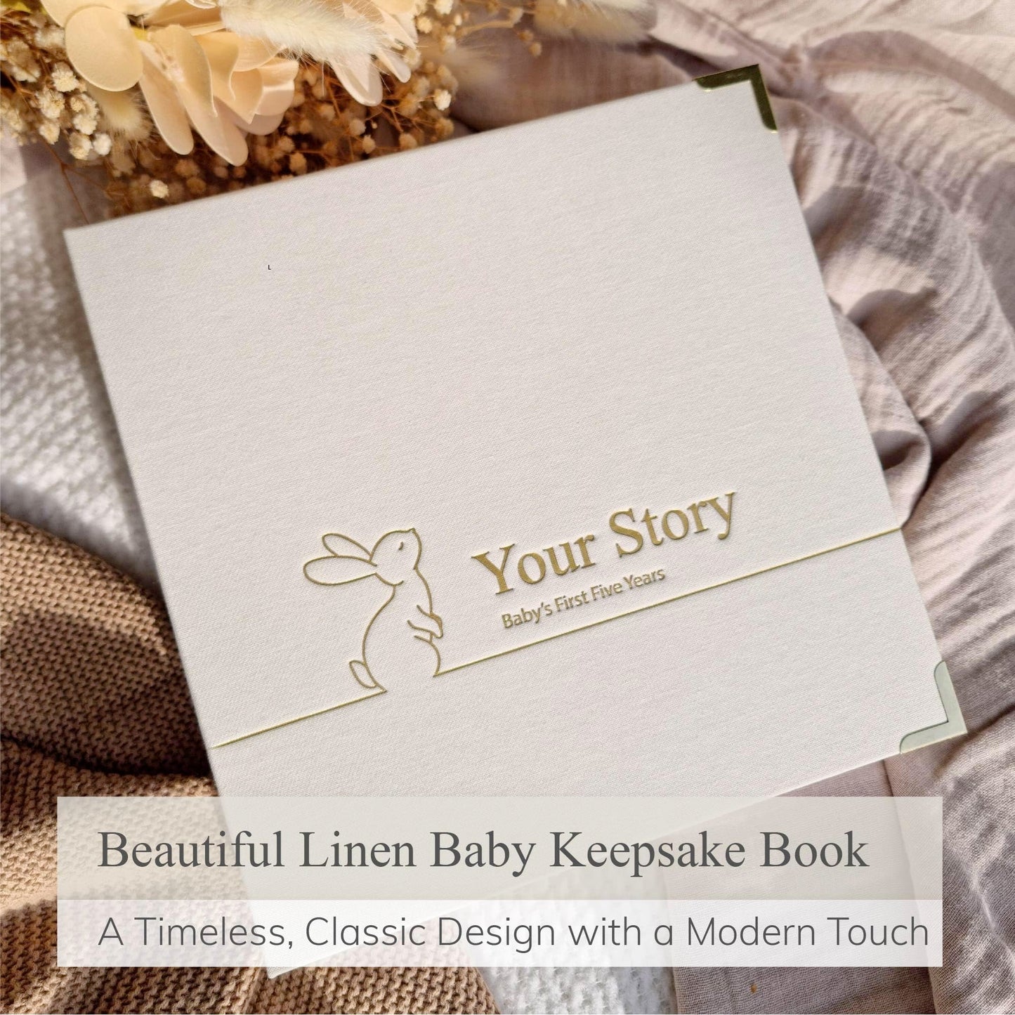 Baby Book Keepsake Boy or Girl Timeless Baby Memory Book First 5 Years for Baby Shower Gender Neutral Baby Scrapbook New Mom Gift Baby Journal from Birth to Age 5 Milestone Book Sage Green