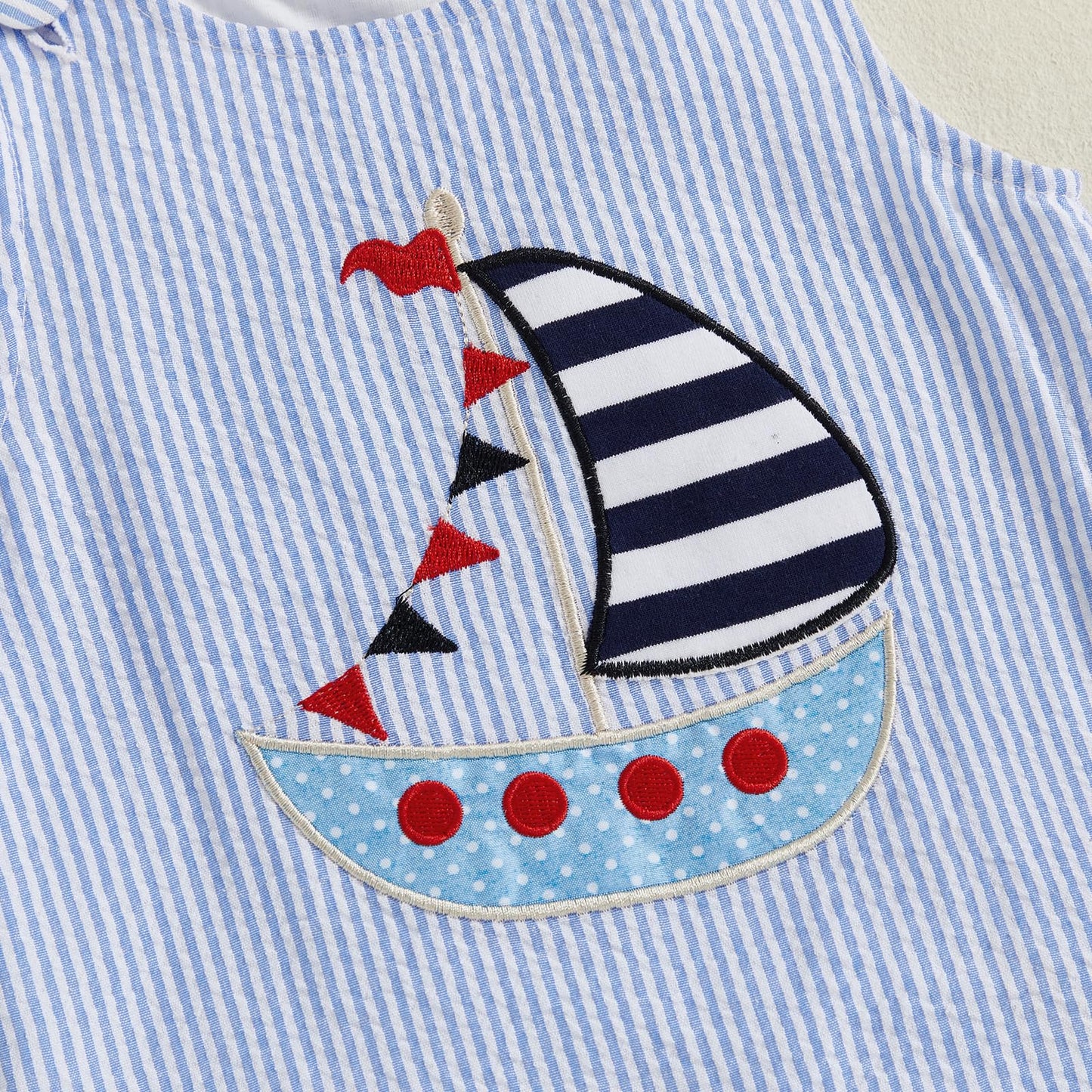 YINGISFITM Newborn Baby Boy Clothes Sailboat Overalls Sleeveless Jumpsuit Infant Bodysuit Toddler Outfits