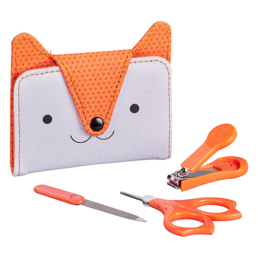 Petit Collage Baby Nail Kit – Includes Baby Nail Clippers, Scissors, and Nail File – Includes a Fox-Shaped Pouch Measures 7” x 4.5” x 0.25” – Ideal for On-The Go