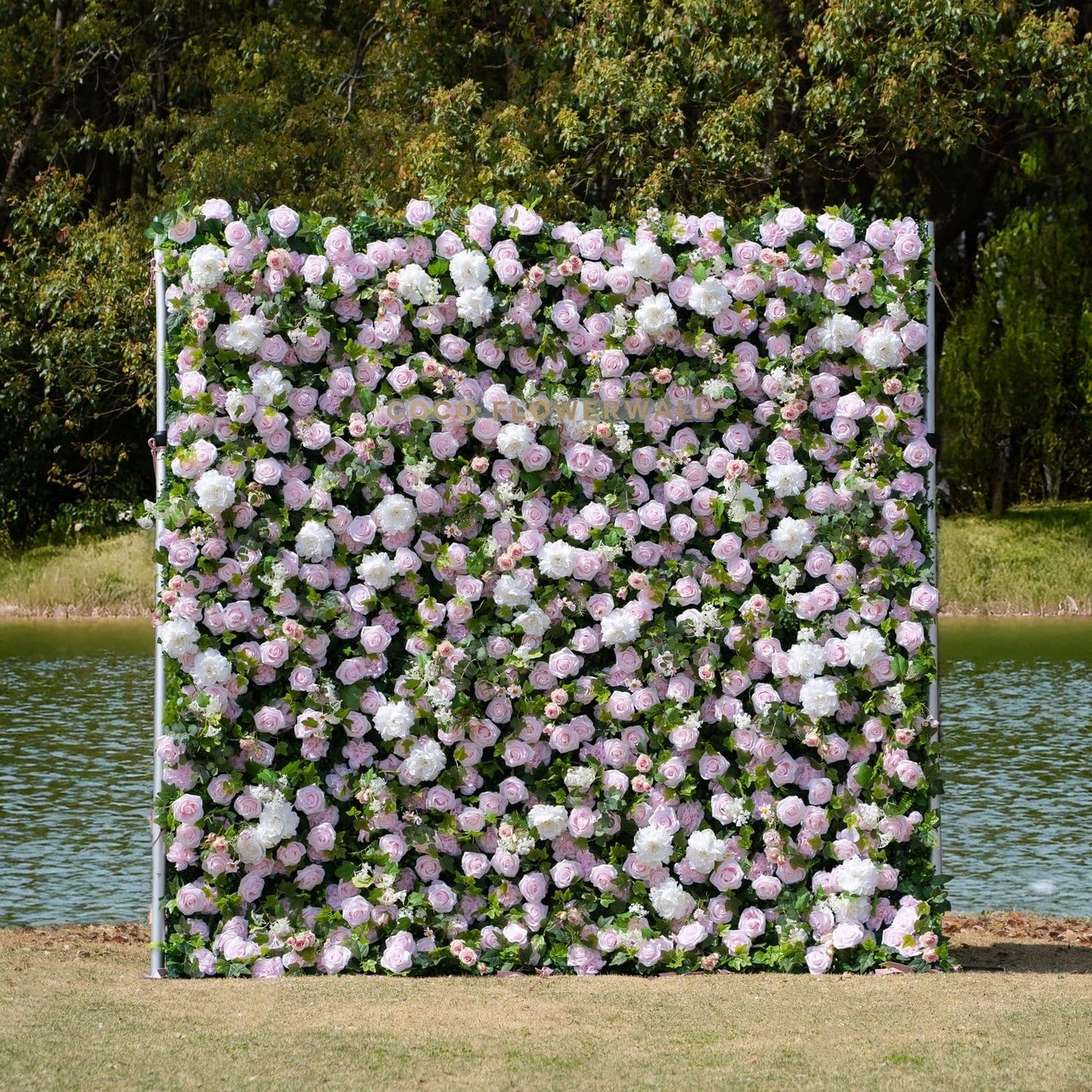 Artificial Luxury‌ Flower Wall Panels, Gorgeous 3D Silk Floral Backdrop for Wedding, Baby Show, Party and Home Decor, Quick Assembly/Storage, Eco ＆ Pet Friendly, 2 pcs, Each Panel 2*8 ft.