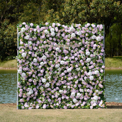 Artificial Luxury‌ Flower Wall Panels, Gorgeous 3D Silk Floral Backdrop for Wedding, Baby Show, Party and Home Decor, Quick Assembly/Storage, Eco ＆ Pet Friendly, 2 pcs, Each Panel 2*8 ft.