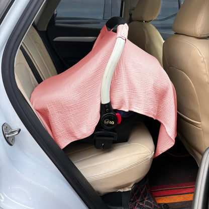 100% Muslin Cotton Car Seat Cover Baby, Carseat Canopy Cover, Universal Fit Stroller Covers for Boys and Girls (Summer Wheat)