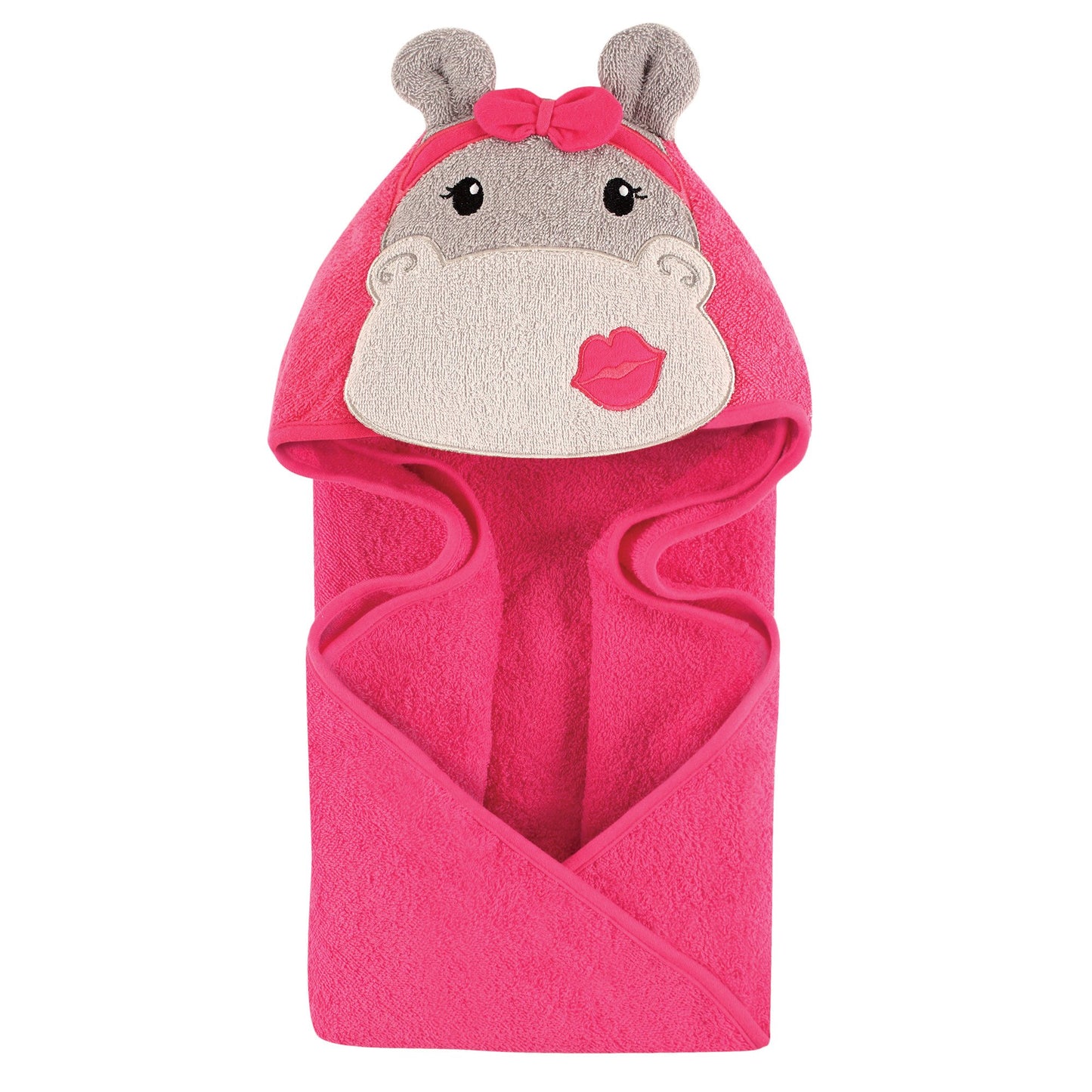 Hudson Baby Unisex Baby Cotton Animal Face Hooded Towel, Pretty Elephant, One Size