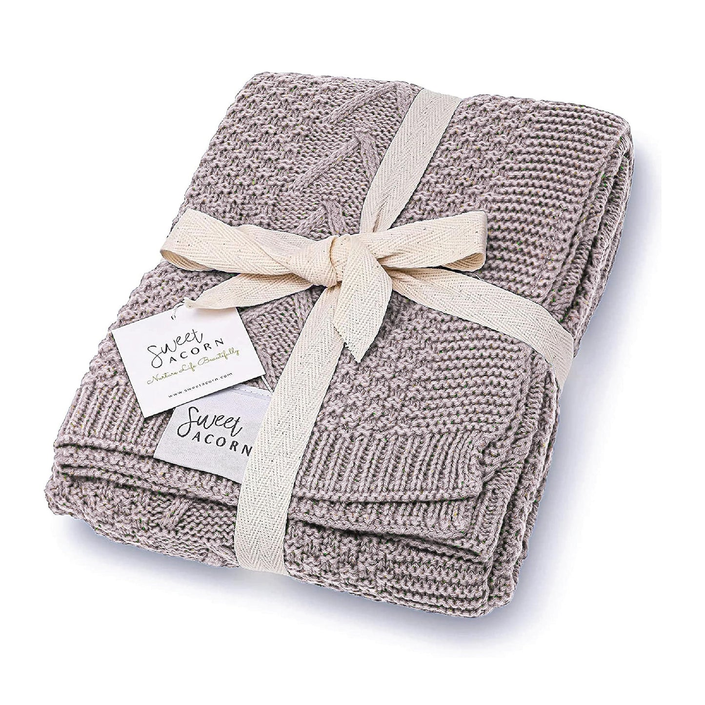 Knit Baby Blanket in Elegant Pattern, Organic Cotton Blankets for Crib or Stroller, Receiving Blankets - Salt White
