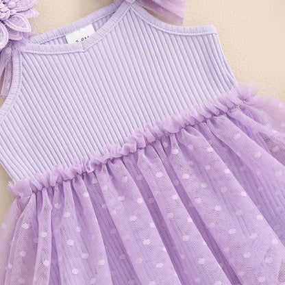 Hnyenmcko Newborn Baby Girl Summer Romper Dress Infant Fly Sleeve Flower Embroidery Mesh Tulle Skirt Hem Ribbed Bodysuit