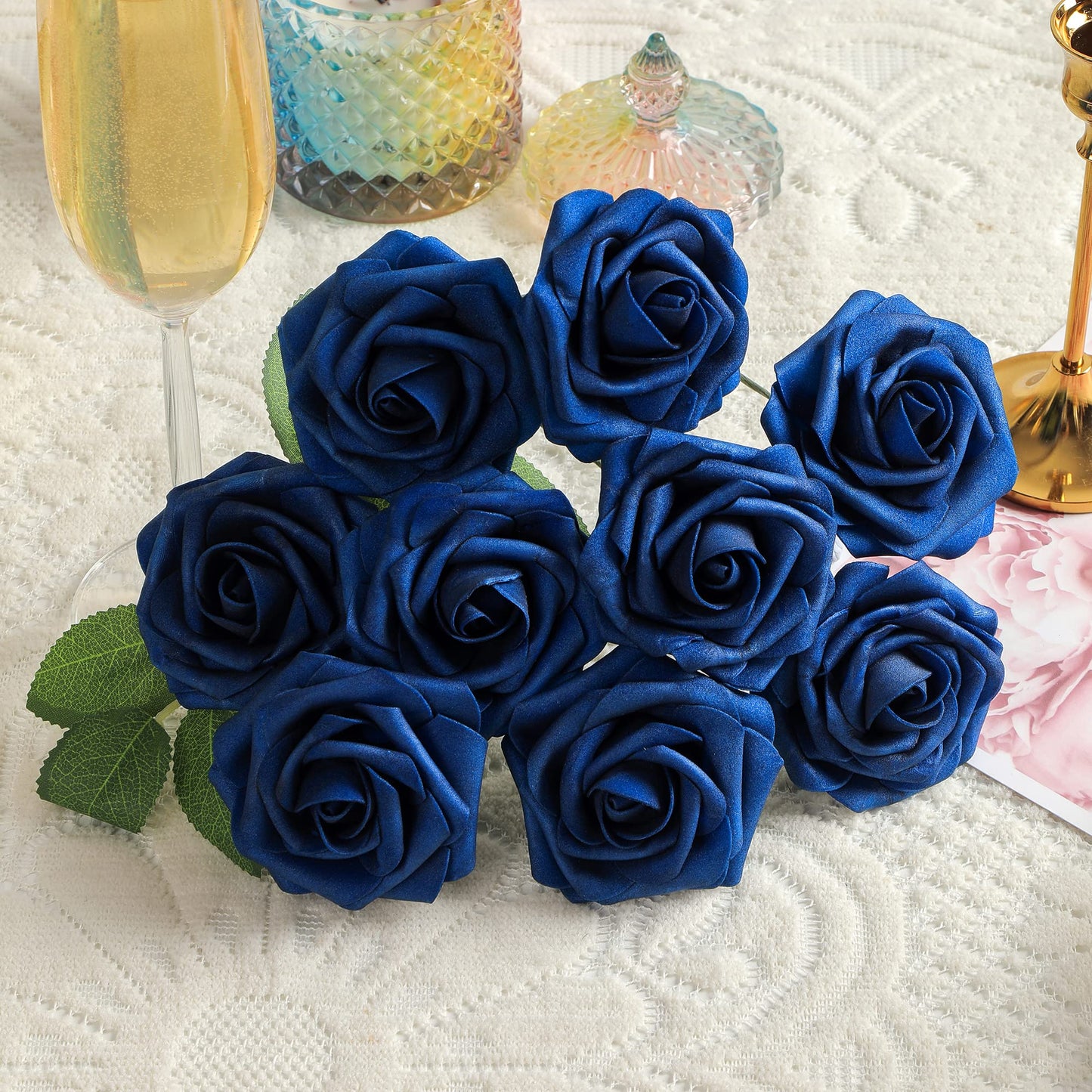 Artificial Flowers Combo, Fake Flowers for DIY Tables Centerpieces Baby Shower Bridal Shower Wedding Bouquet Arrangements Party Candle Holder Cake Decor Flower Home Decorations