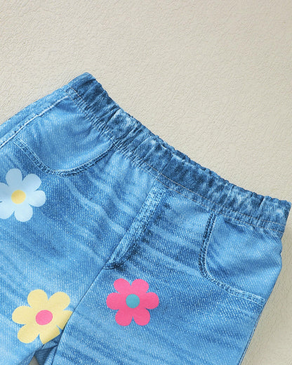 Renotemy Toddler Baby Girl Clothes Fall Winter Outfits Gifts Sweatshirt Bell Bottom Jeans Pants for 12Months-5 Year Girls