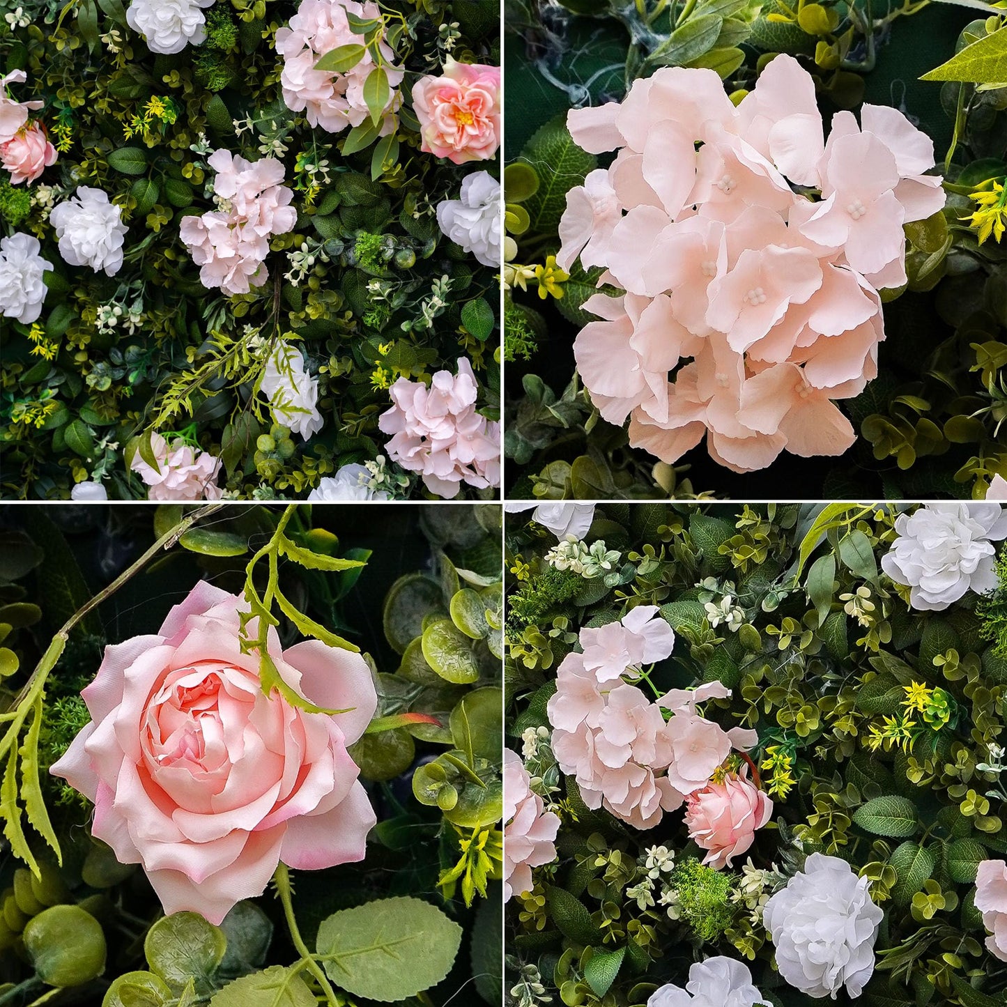 Artificial Luxury‌ Flower Wall Panels, Gorgeous 3D Silk Floral Backdrop for Wedding, Baby Show, Party and Home Decor, Quick Assembly/Storage, Eco ＆ Pet Friendly, 2 pcs, Each Panel 2*8 ft.