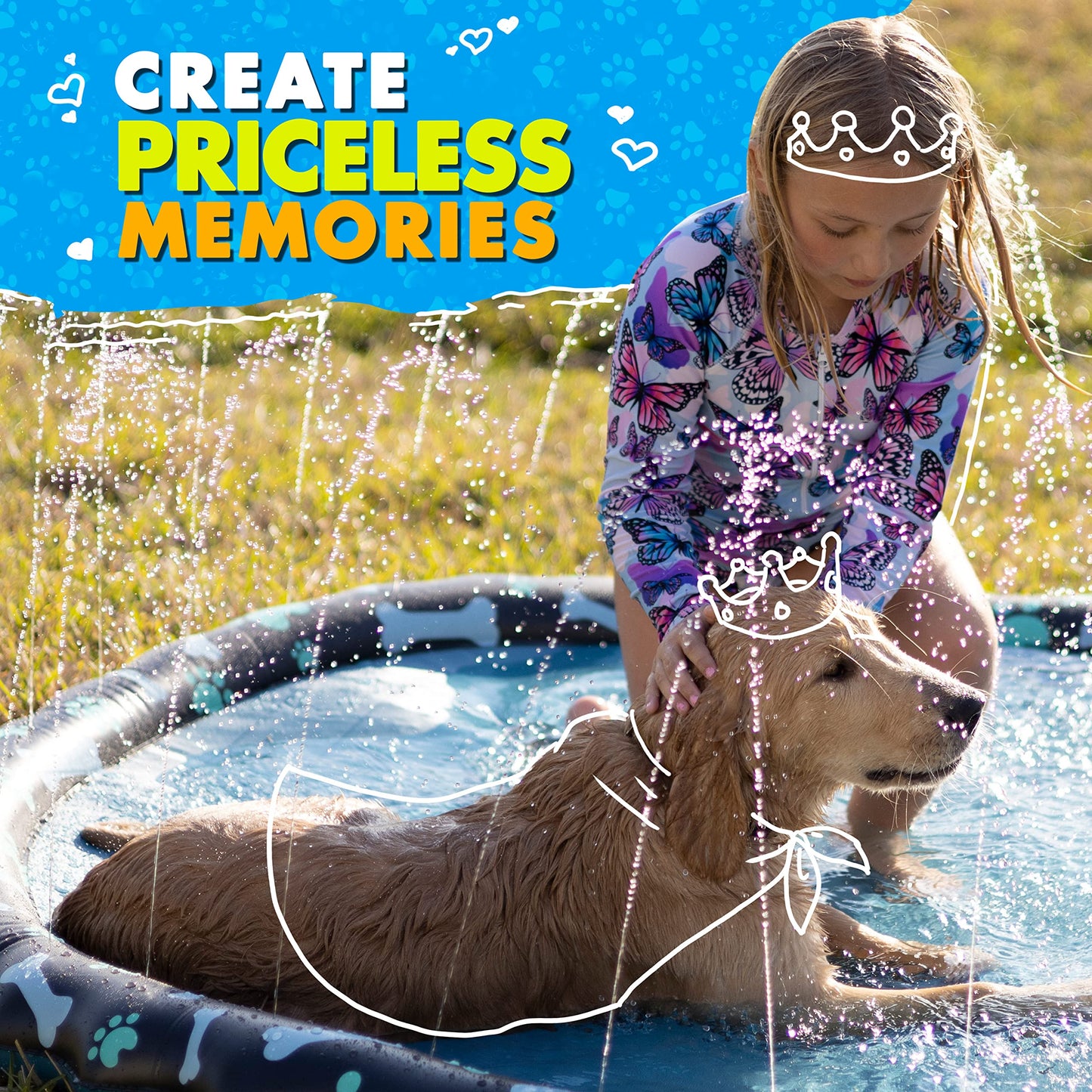 SplashEZ 3-in-1 Splash Pad, Sprinkler for Kids & Baby Pool for Learning – Toddler Sprinkler Pool, 60’’ Outside Water Toys – “from A to Z” Outdoor Play Mat for Babies & Toddlers