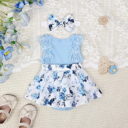 Baby Girl Clothes Newborn Romper Dress Infant Lace Ruffle Sleeveless Summer Outfits with Headband 0-12 Months