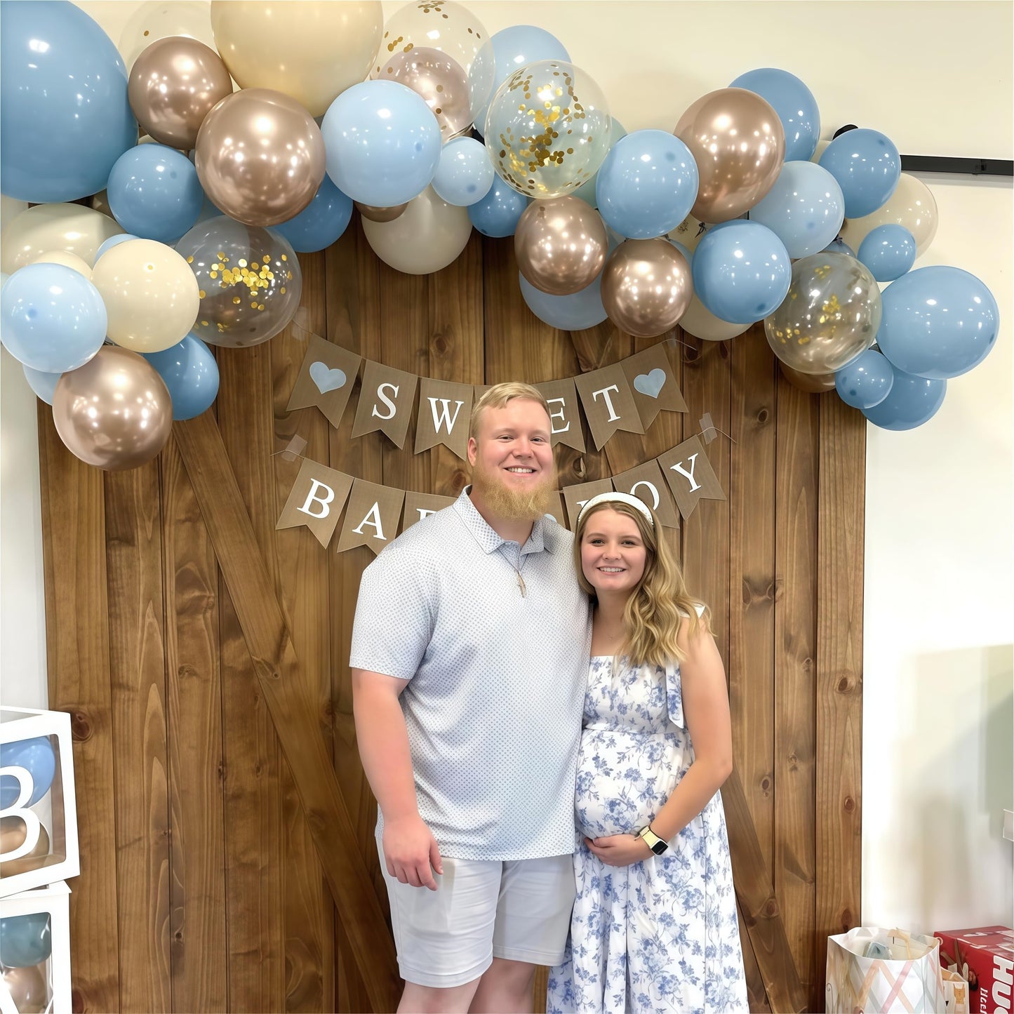 Dusty Blue Balloon Set, 60Pcs 12 Inch Slate Baby Blue White Sand Latex Balloon with Metallic Confetti Champagne Gold Helium Balloons for Birthday Party Baby Bridal Shower Boho Decortaions Supplies