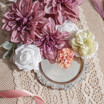 Artificial Flowers Combo, Fake Flowers for DIY Tables Centerpieces Baby Shower Bridal Shower Wedding Bouquet Arrangements Party Candle Holder Cake Decor Flower Home Decorations